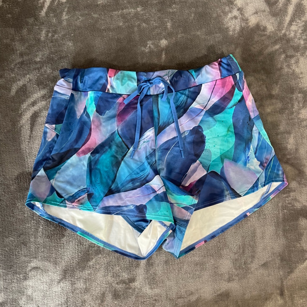 Athleta Colorful Abstract Swim Shorts